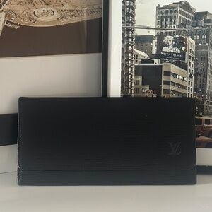 Louis Vuitton Black Epi Leather Checkbook/Wallet